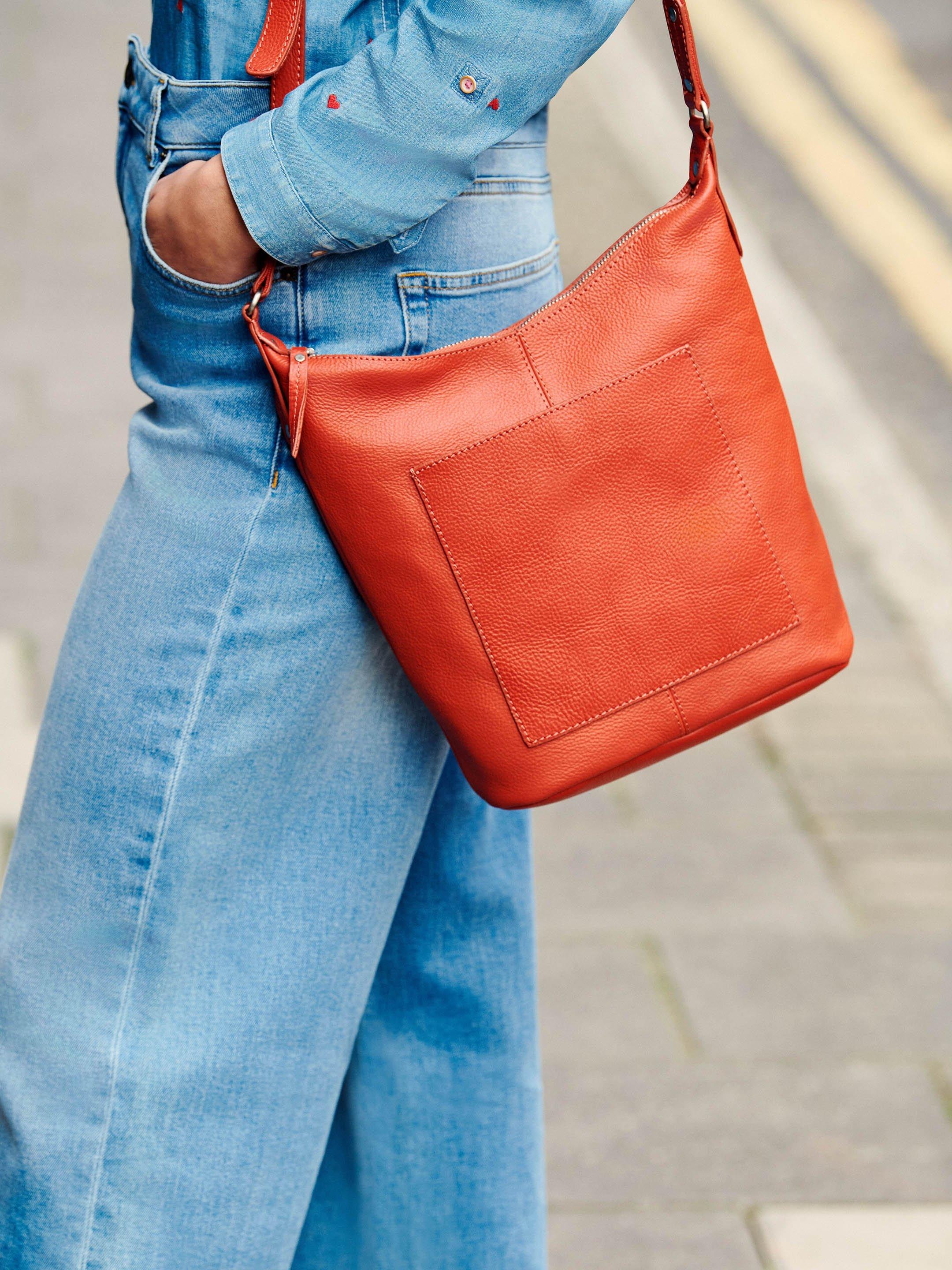 Fern Leather Crossbody in BRIGHT ORANGE White Stuff