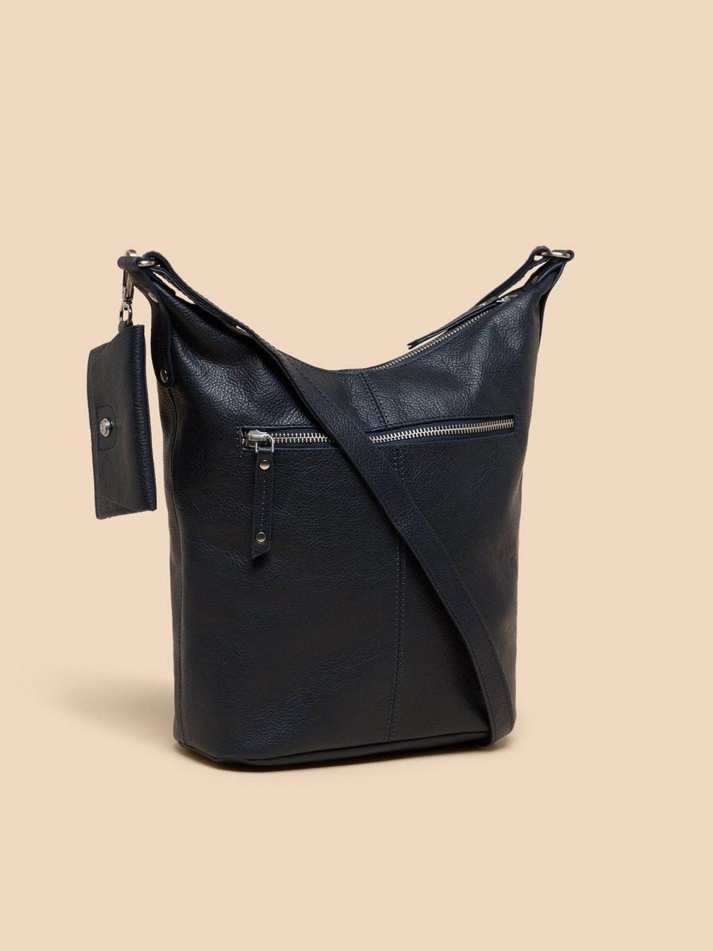 Fern Leather Crossbody in DARK NAVY - FLAT BACK