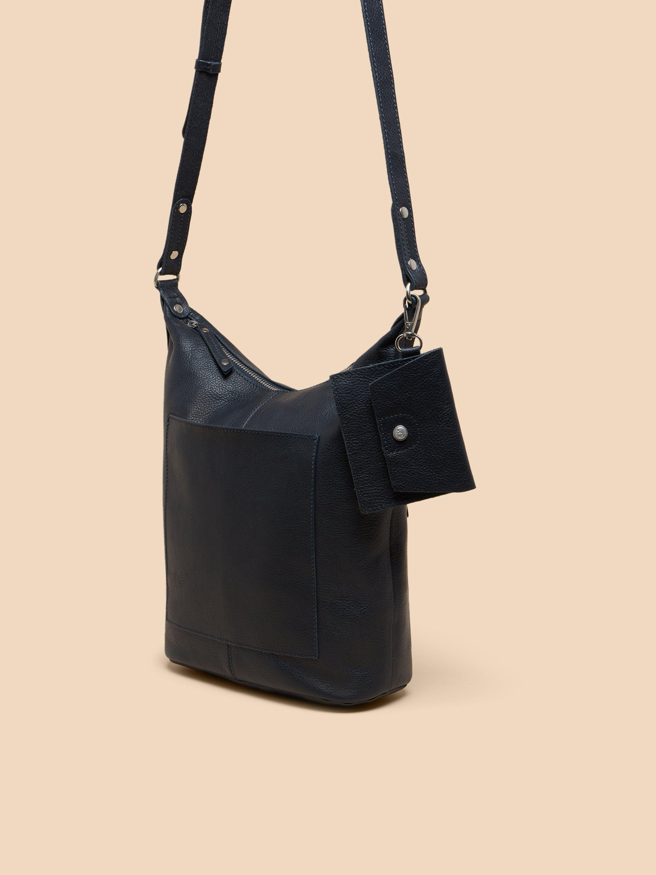 Fern Leather Crossbody in DARK NAVY - FLAT FRONT