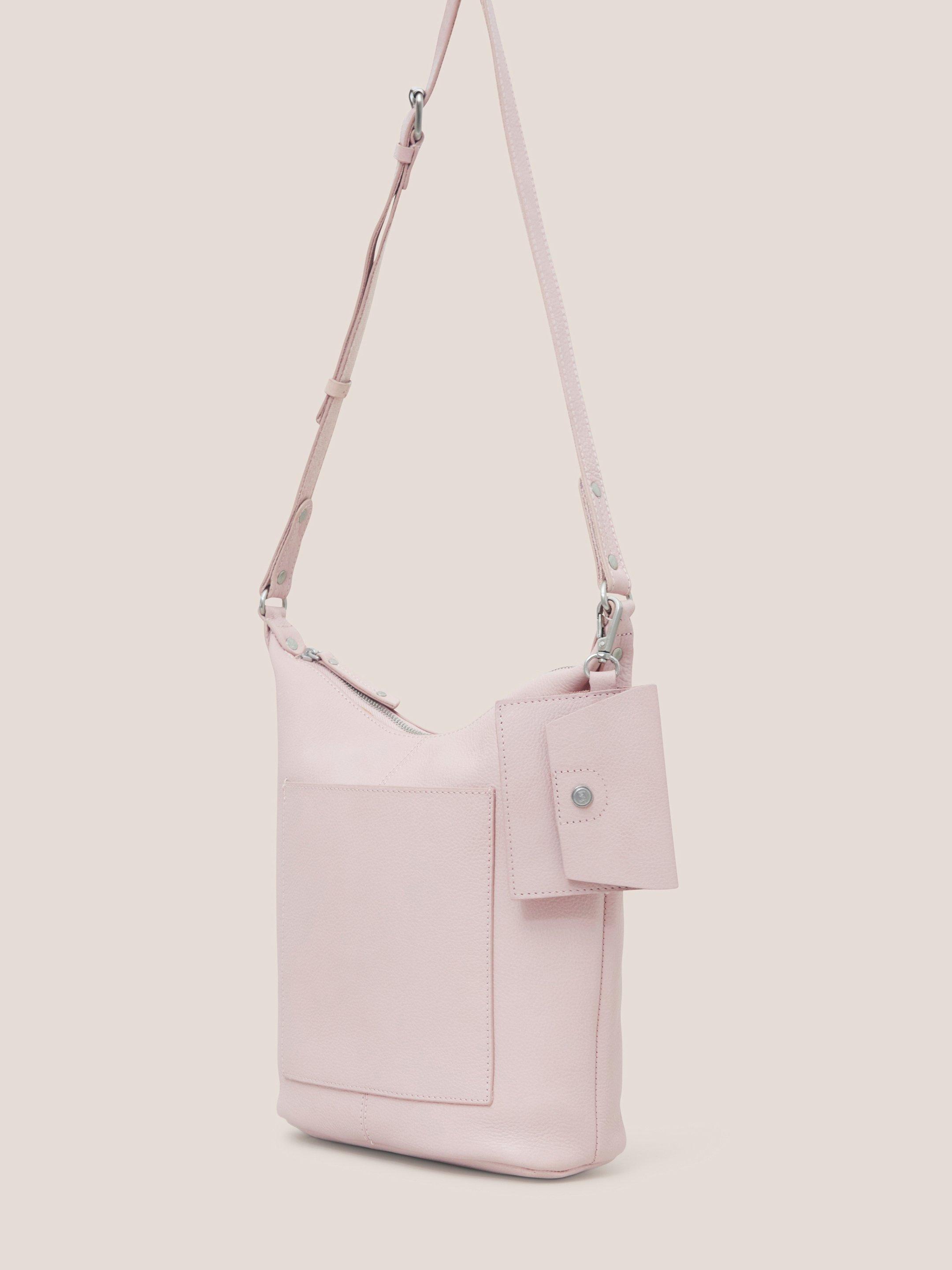 Fern Leather Crossbody in LGT PINK - FLAT DETAIL
