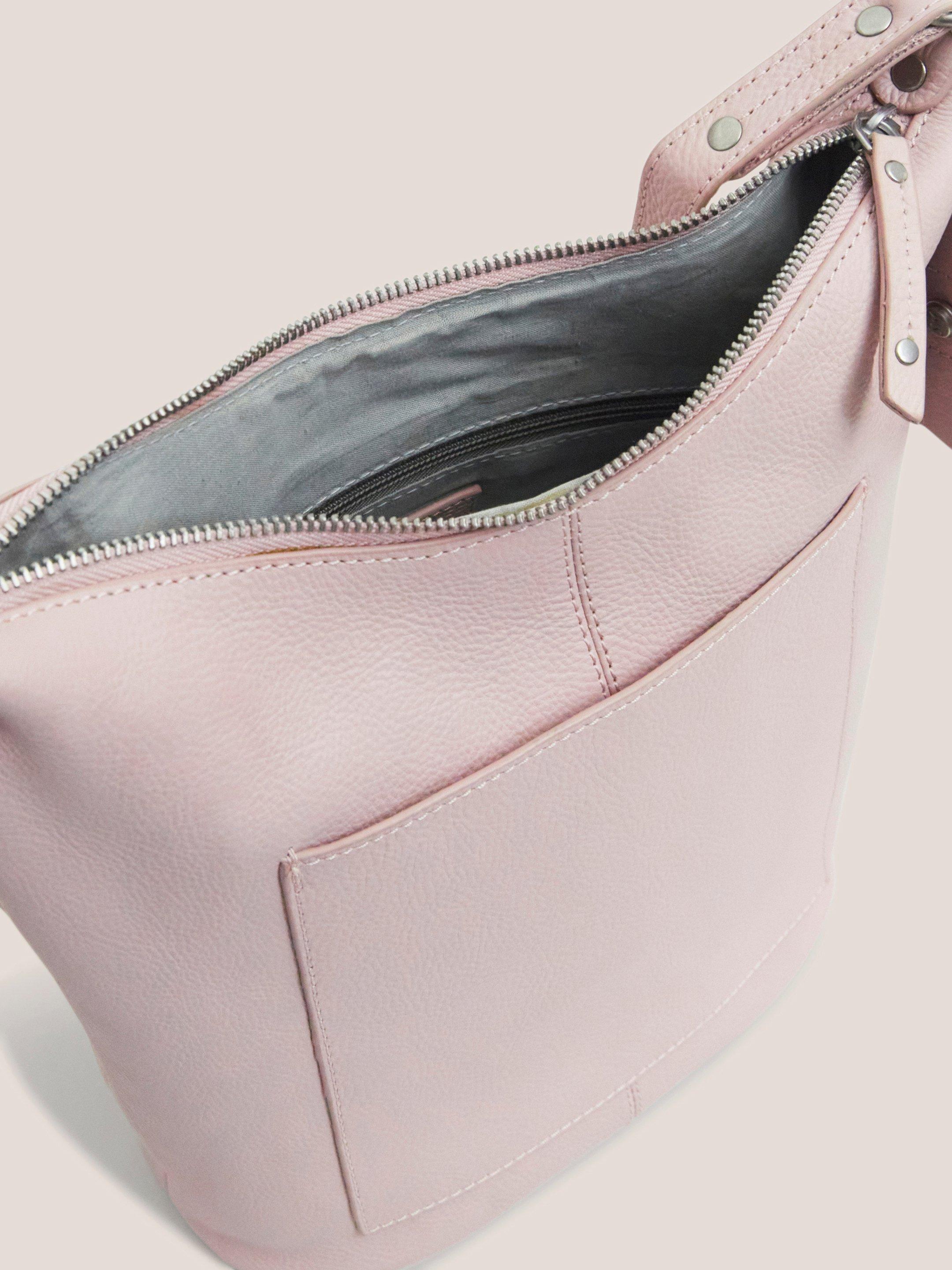 Fern Leather Crossbody in LGT PINK - FLAT FRONT