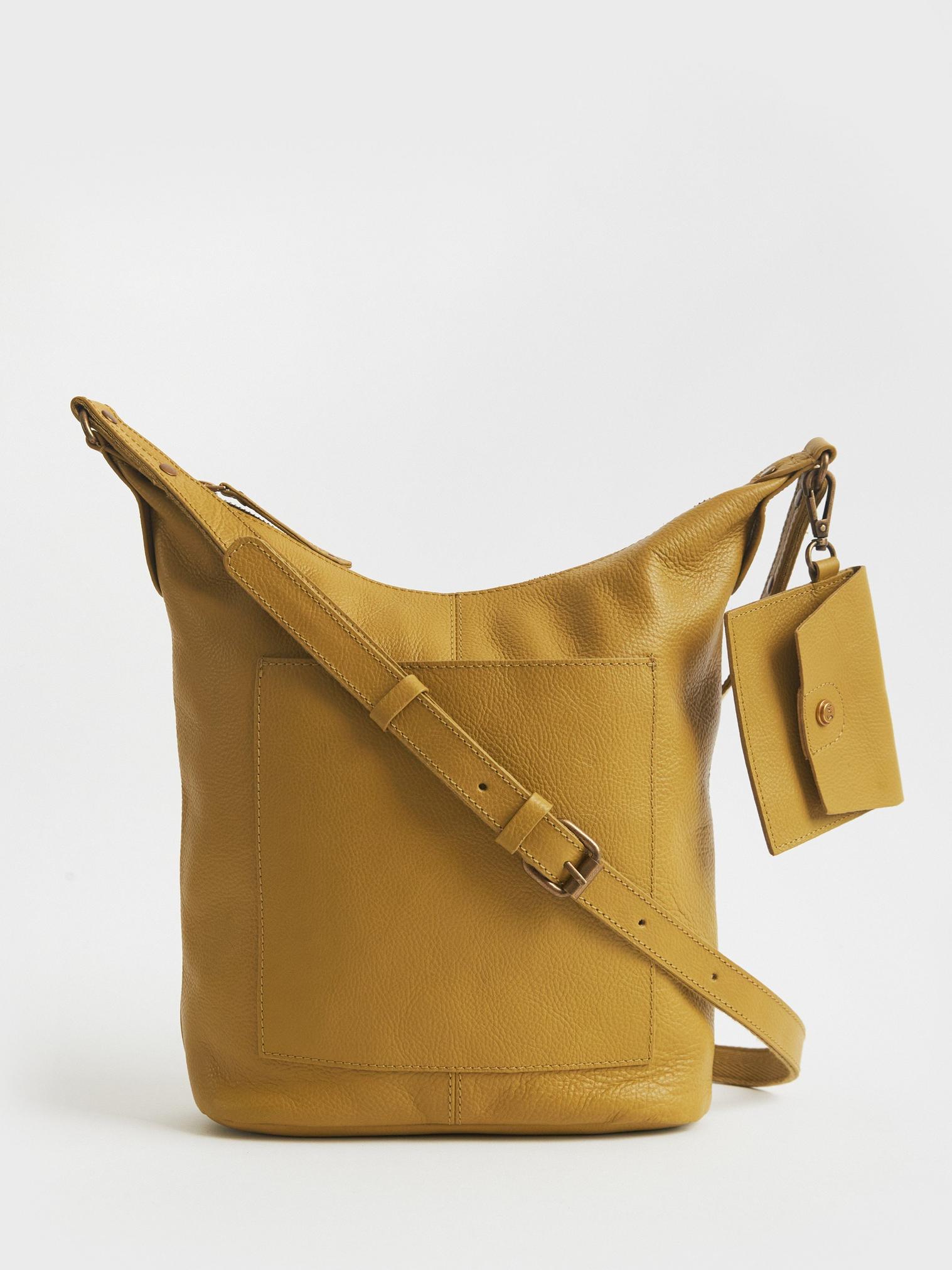 Fern Leather Crossbody in MID CHART - FLAT FRONT