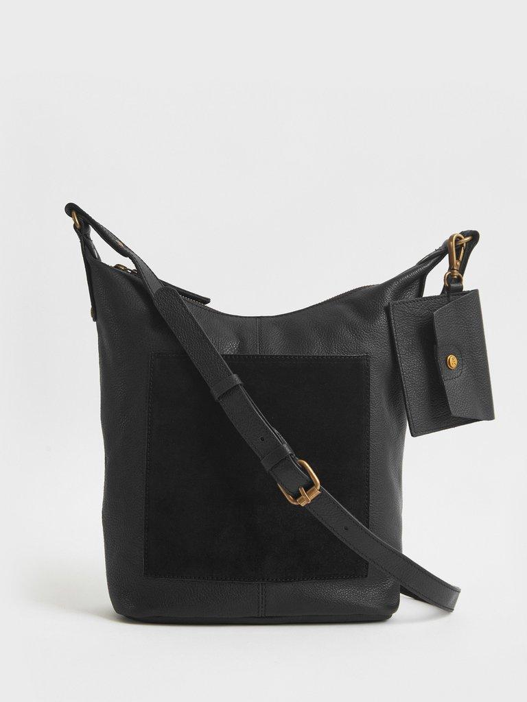 Fern Leather Crossbody in PURE BLK - FLAT FRONT