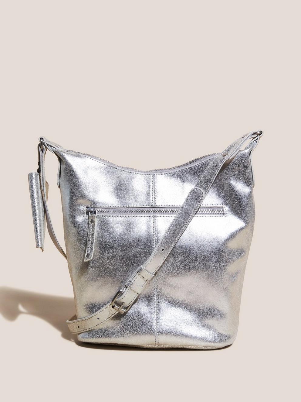 Fern Leather Crossbody in SLV TN MET - FLAT BACK