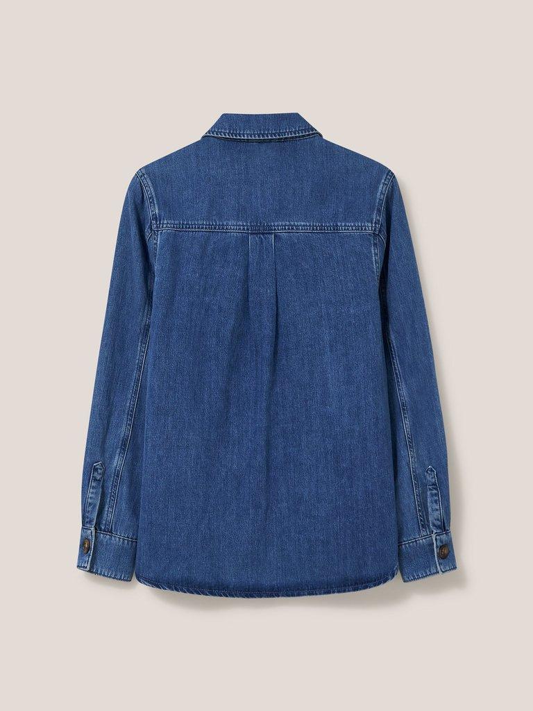 Blair Denim Shirt in MID DENIM - FLAT BACK