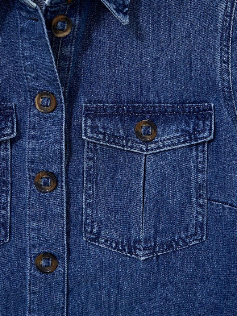 Blair Denim Shirt in MID DENIM - FLAT DETAIL