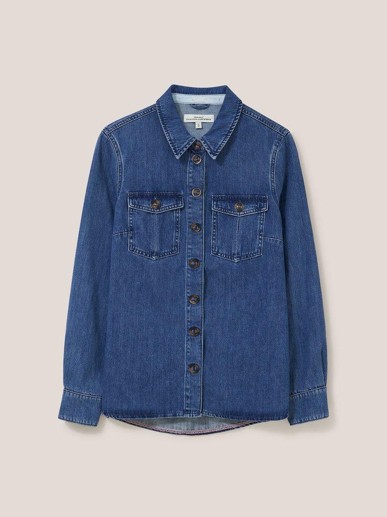 Blair Denim Shirt in MID DENIM - FLAT FRONT