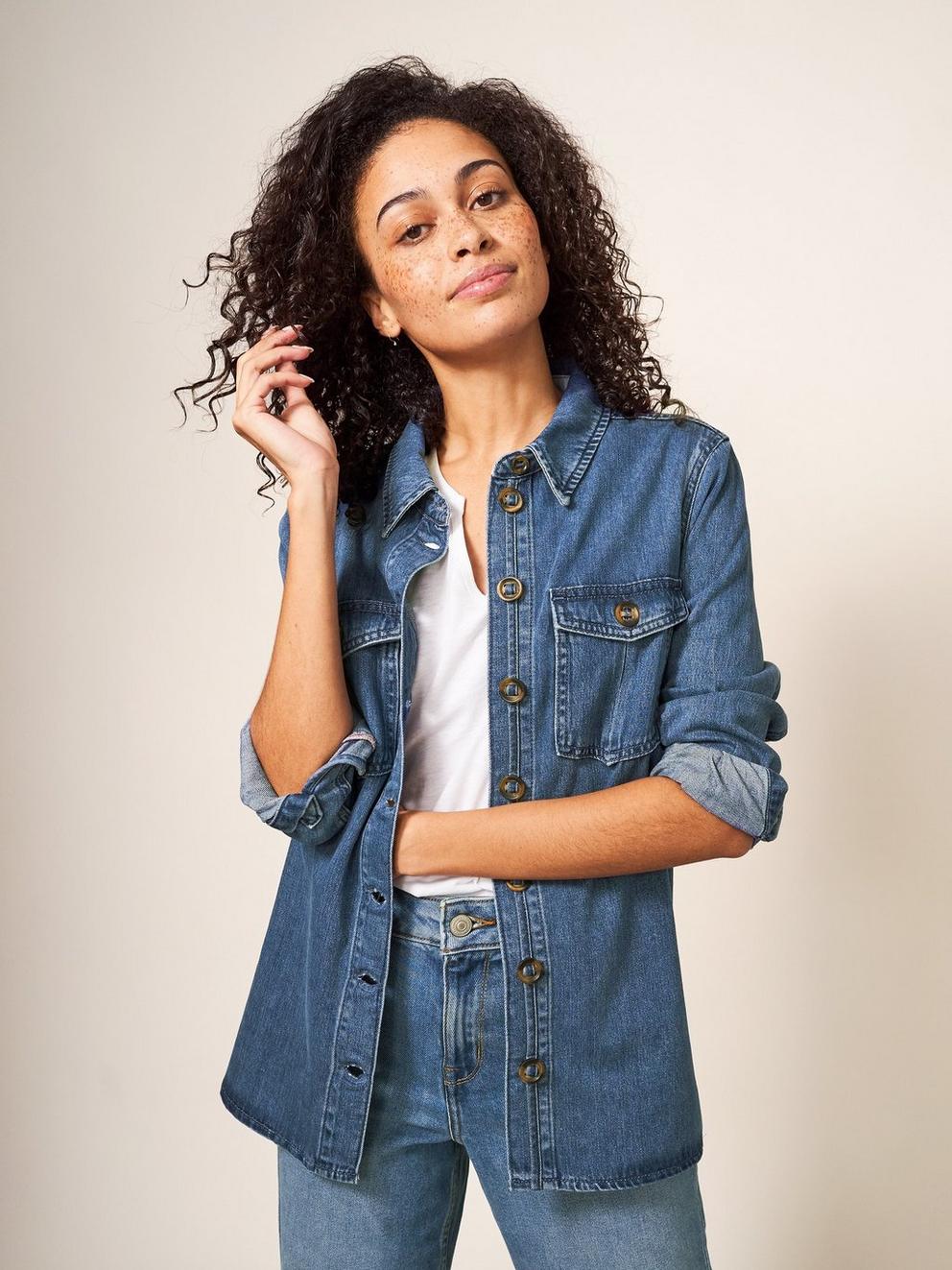 Blair Denim Shirt in MID DENIM - LIFESTYLE