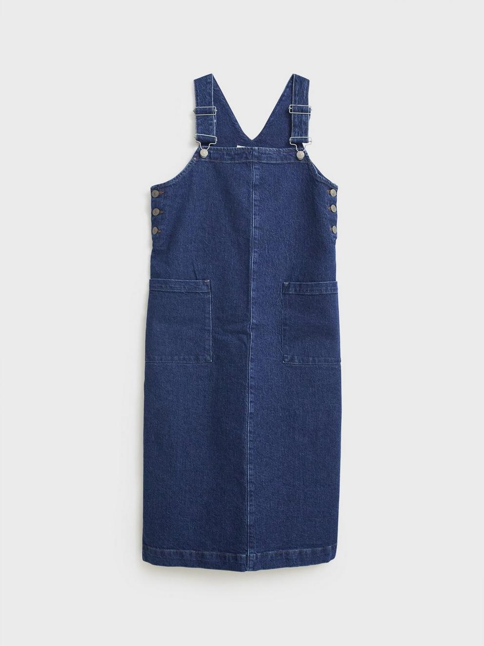 Willow Denim Midi Pinny Dress in LGT DENIM - FLAT FRONT