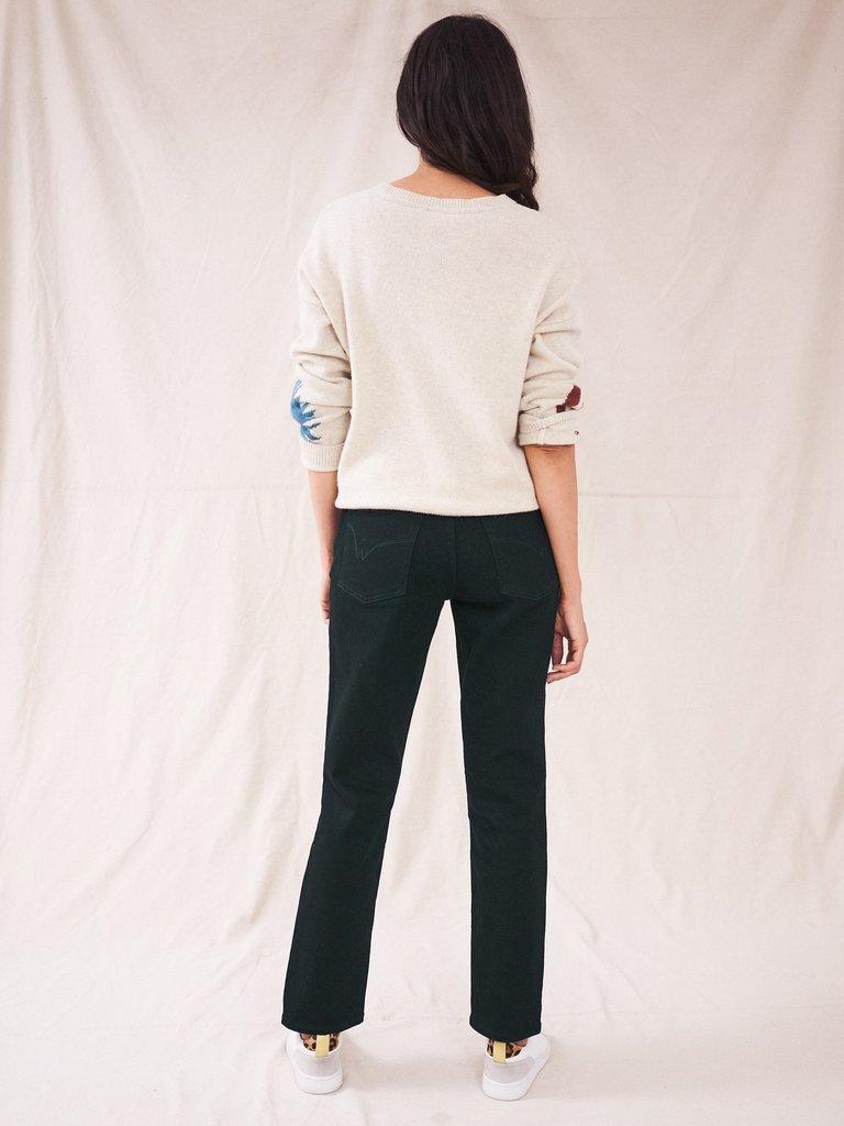 Brooke Straight Denim Jean in BLK DENIM - MODEL BACK