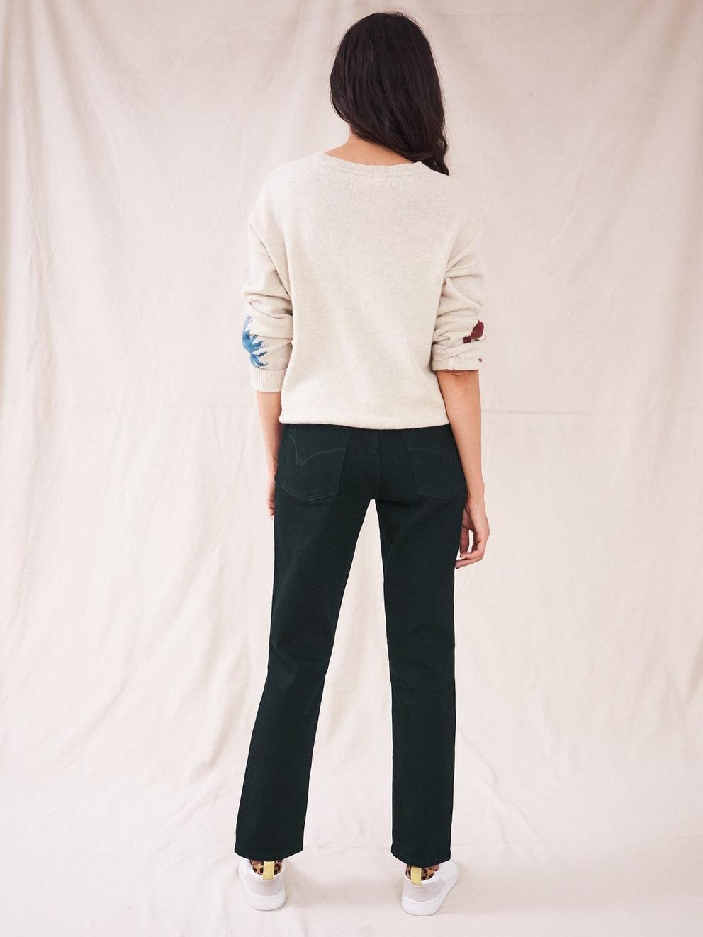 Brooke Straight Denim Jean in BLK DENIM - MODEL BACK