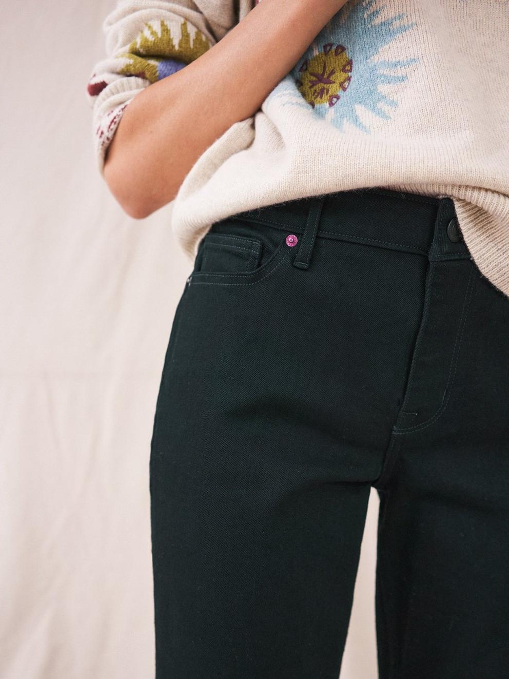 Brooke Straight Denim Jean in BLK DENIM - MODEL DETAIL