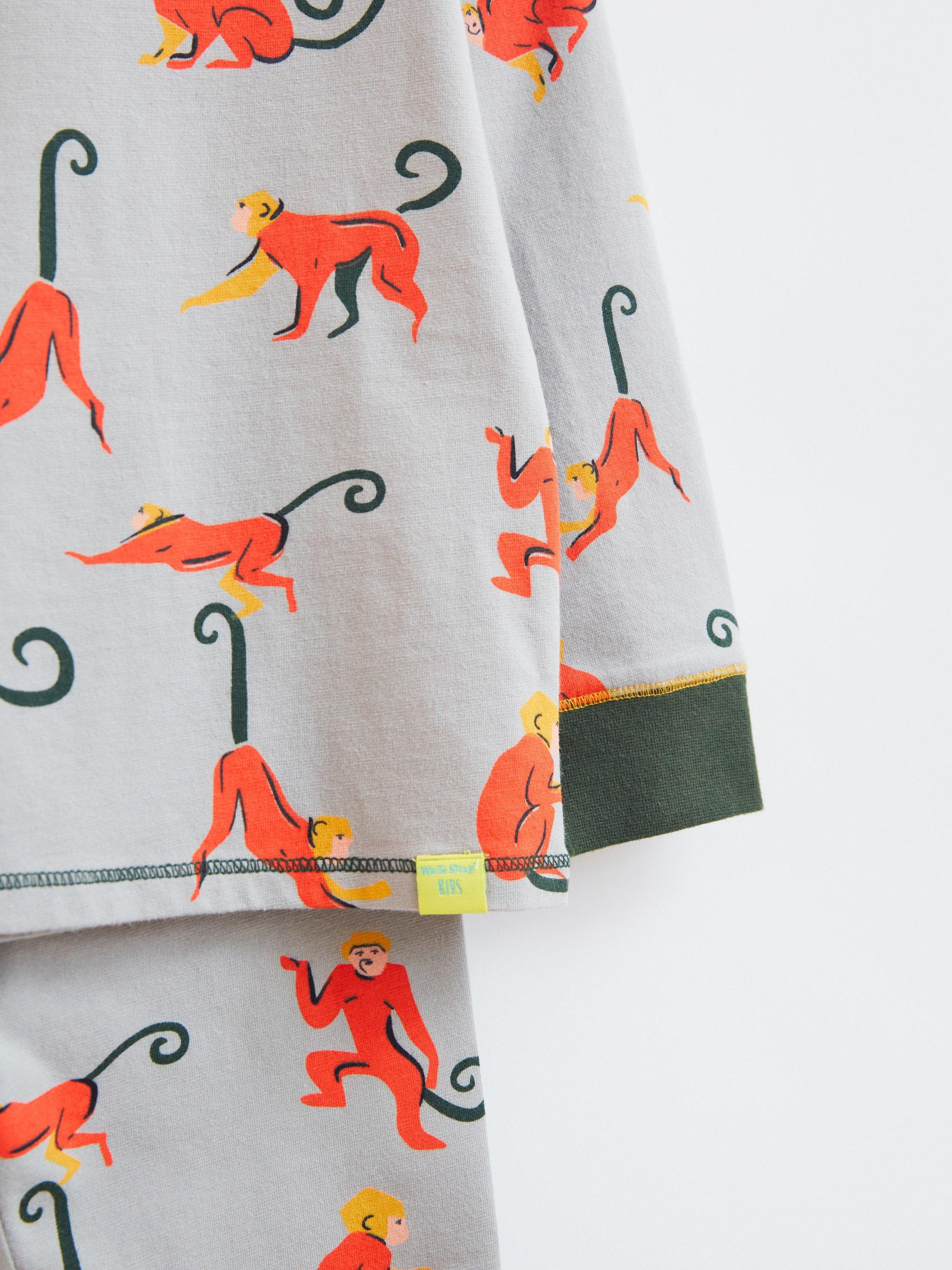 Monkey PJ Set in GREY MULTI - FLAT DETAIL