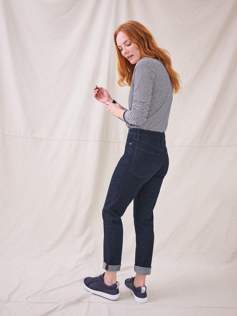 Brooke Straight Leg Jeans in DK DENIM - MODEL BACK
