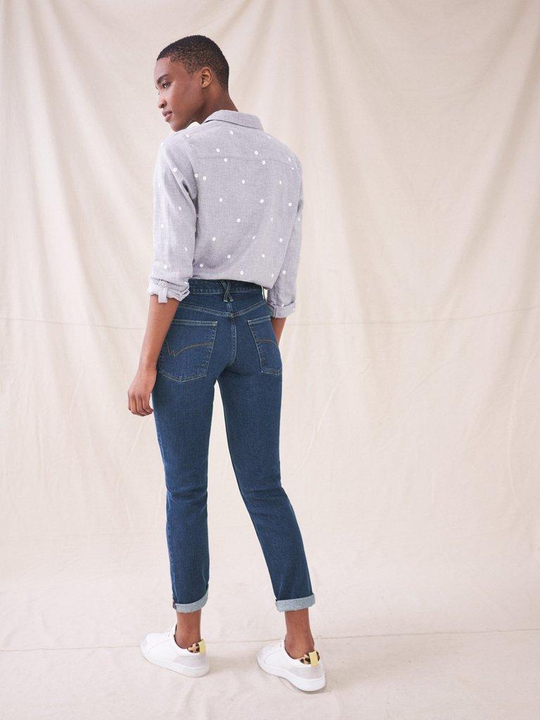 Brooke Straight Leg Jeans in MID DENIM - MODEL BACK