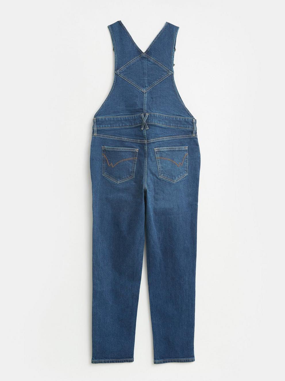 Isabelle Jean Dungaree in MID DENIM - FLAT BACK