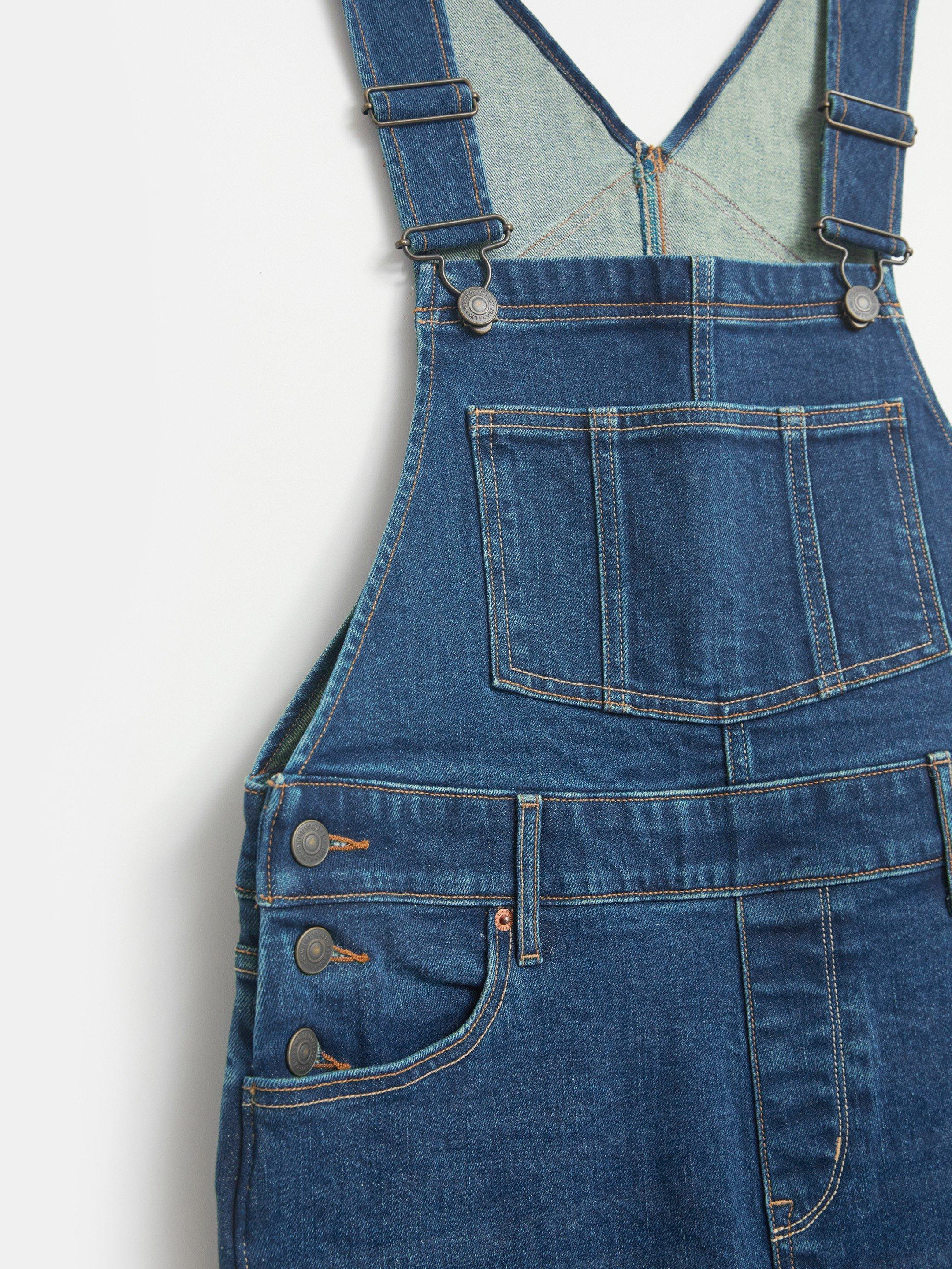 Isabelle Jean Dungaree in MID DENIM - FLAT DETAIL