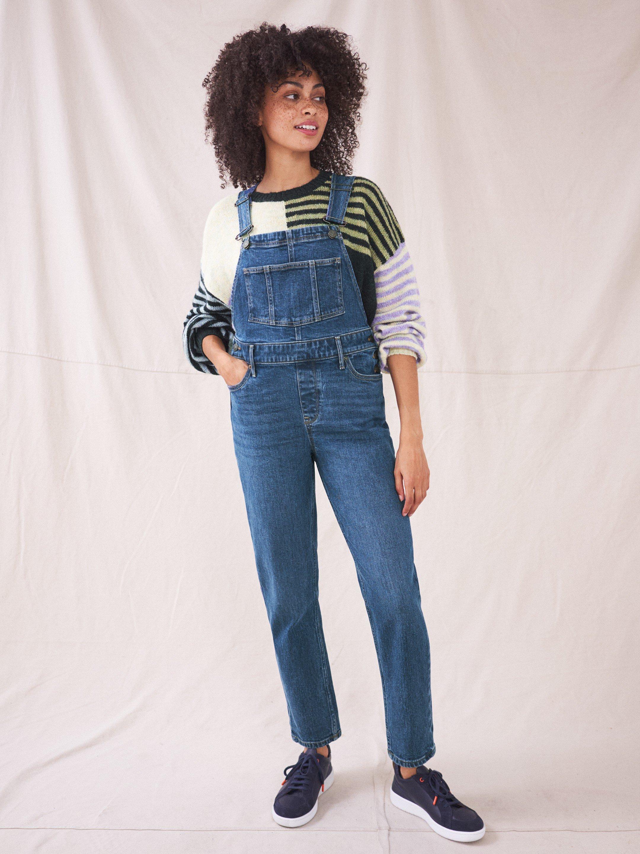 White Stuff - Super soft wide leg denim dungarees on Designer Wardrobe