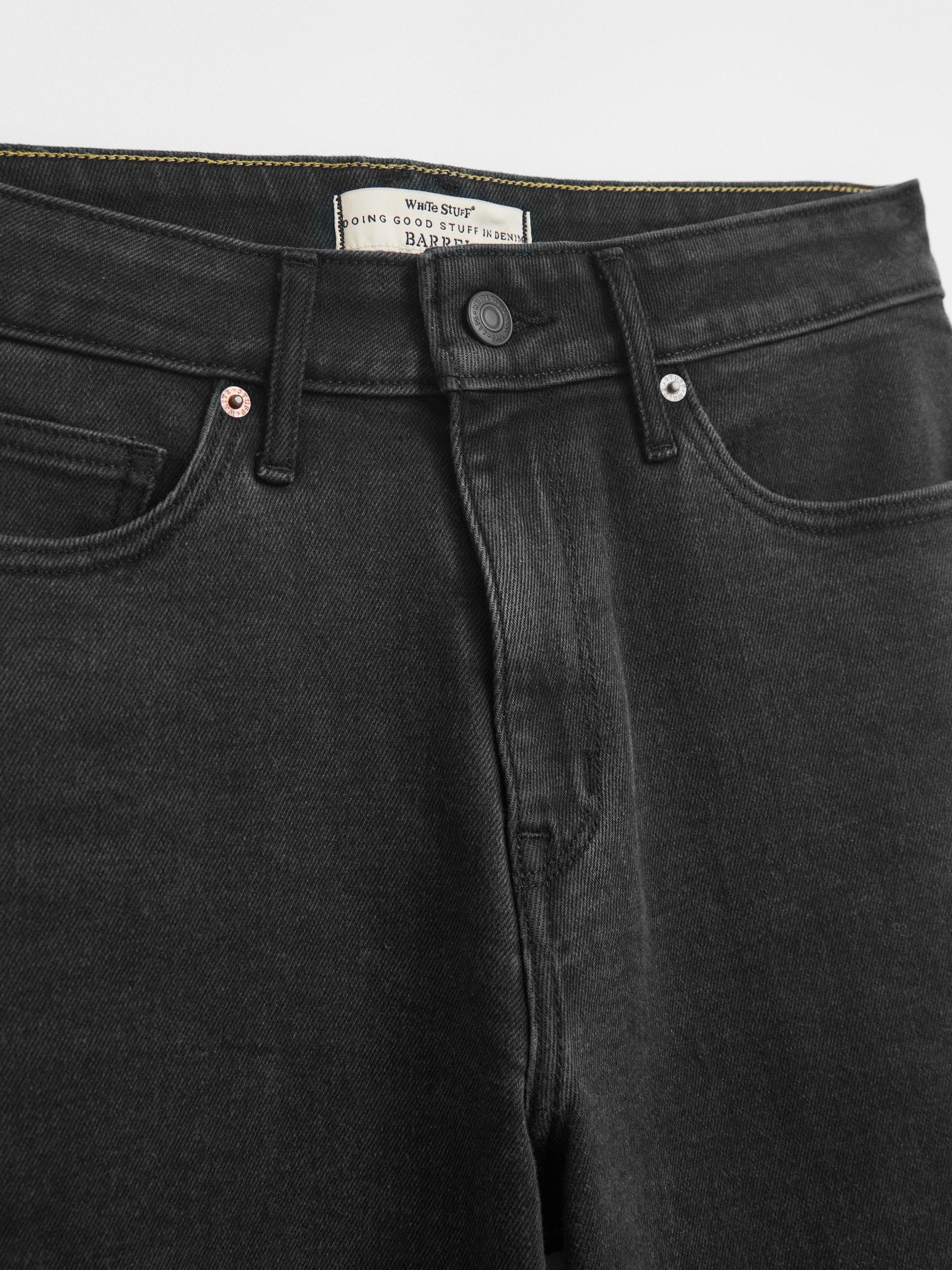 Robyn Barrel Mid Rise Jean in WASHED BLK - FLAT DETAIL