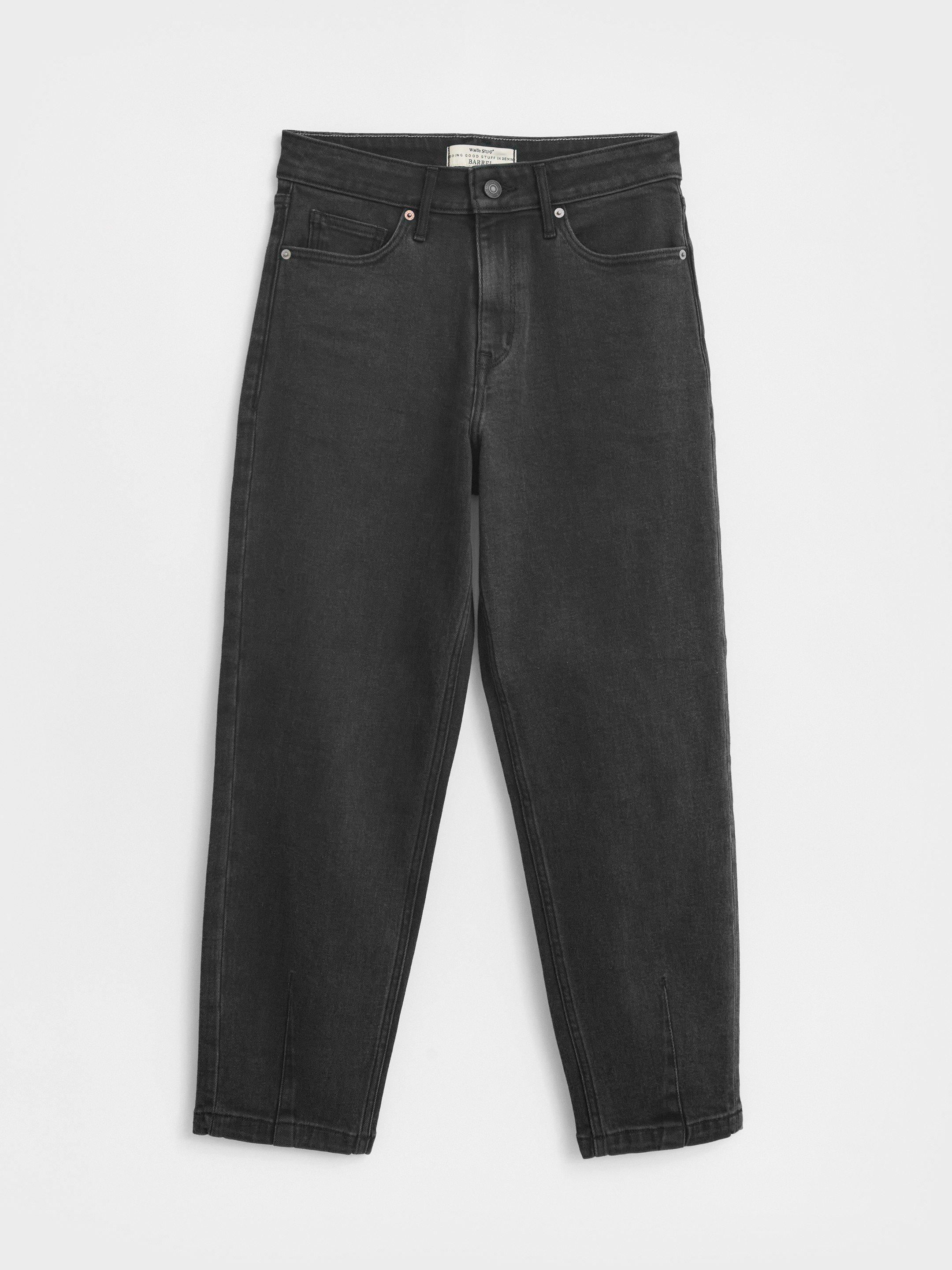 Robyn Barrel Mid Rise Jean in WASHED BLK - FLAT FRONT
