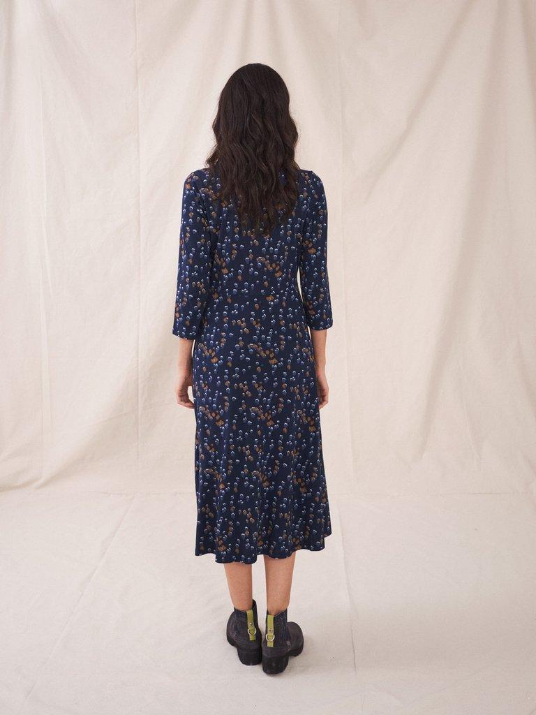 Rua Jersey Dress in BLUE MLT - MODEL BACK