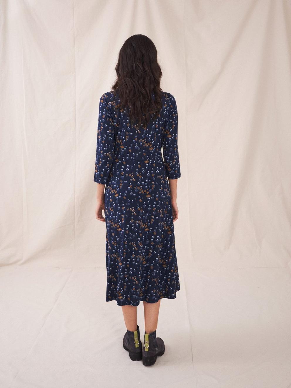 Rua Jersey Dress in BLUE MLT - MODEL BACK