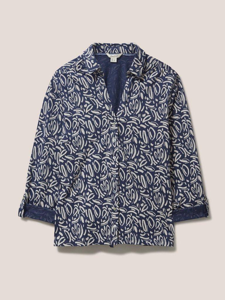 Annie Print Jersey Shirt in NAVY PR - FLAT FRONT