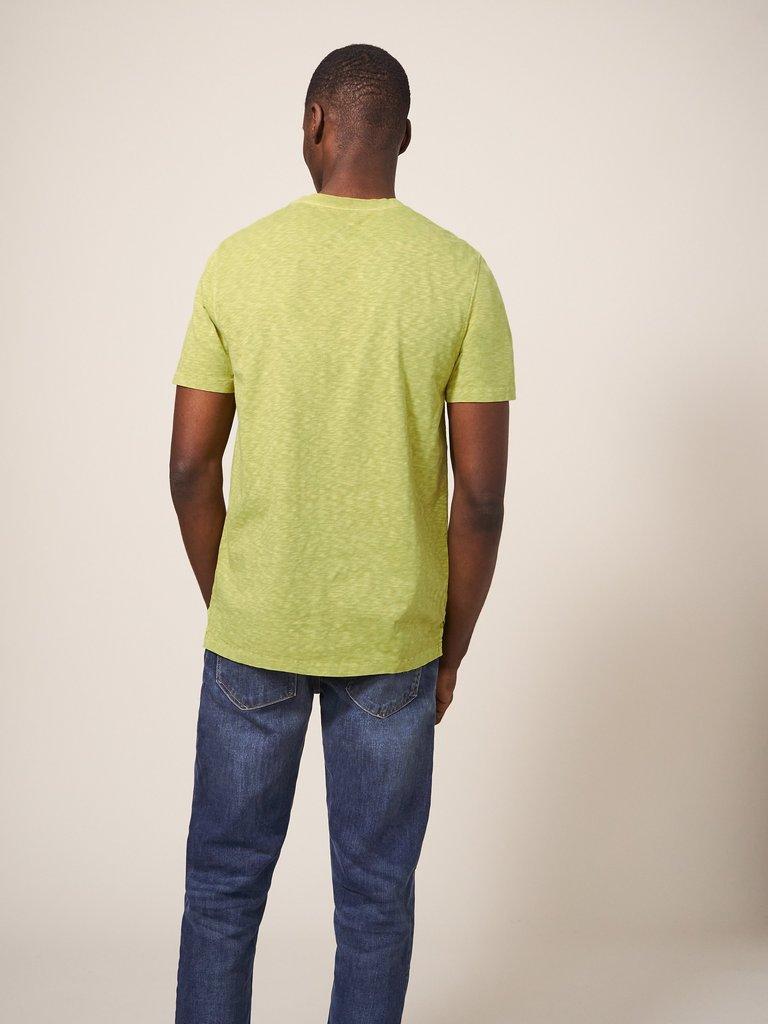 Abersoch Short Sleeve Tee in BRT GREEN - MODEL BACK