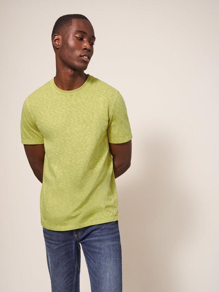 Abersoch Short Sleeve Tee in BRT GREEN - MODEL FRONT