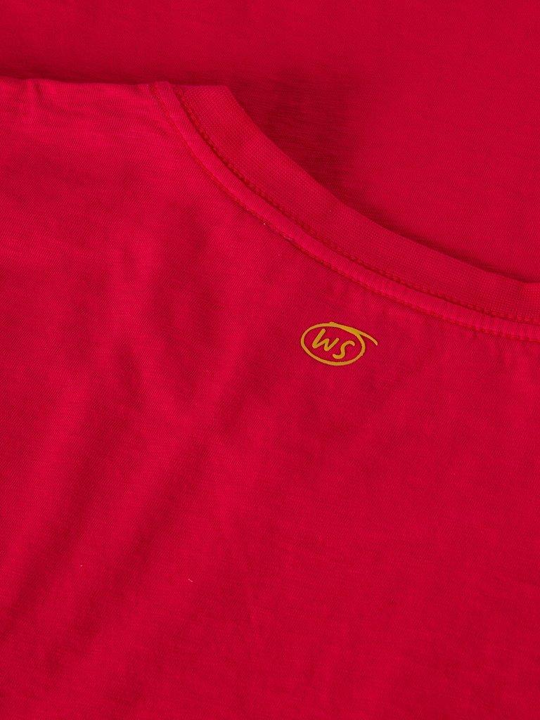 Abersoch Short Sleeve Tee in BRT RED - FLAT DETAIL