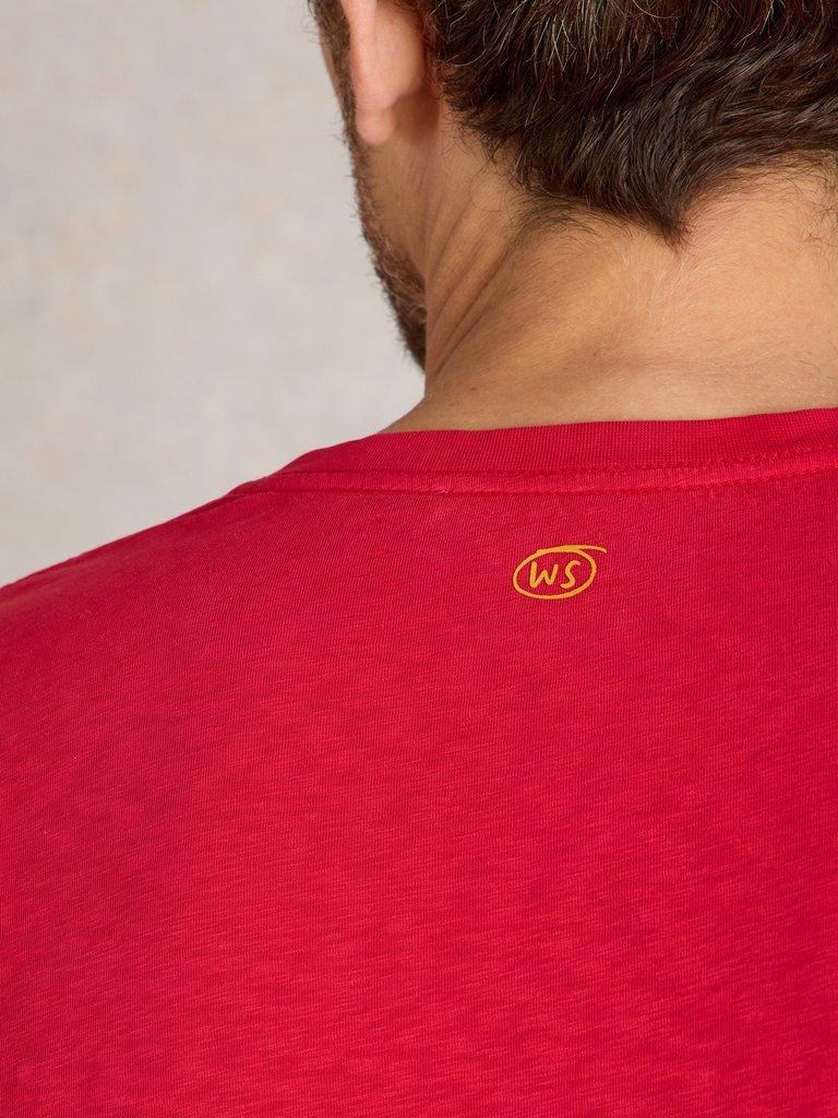 Abersoch Short Sleeve Tee in BRT RED - MODEL DETAIL