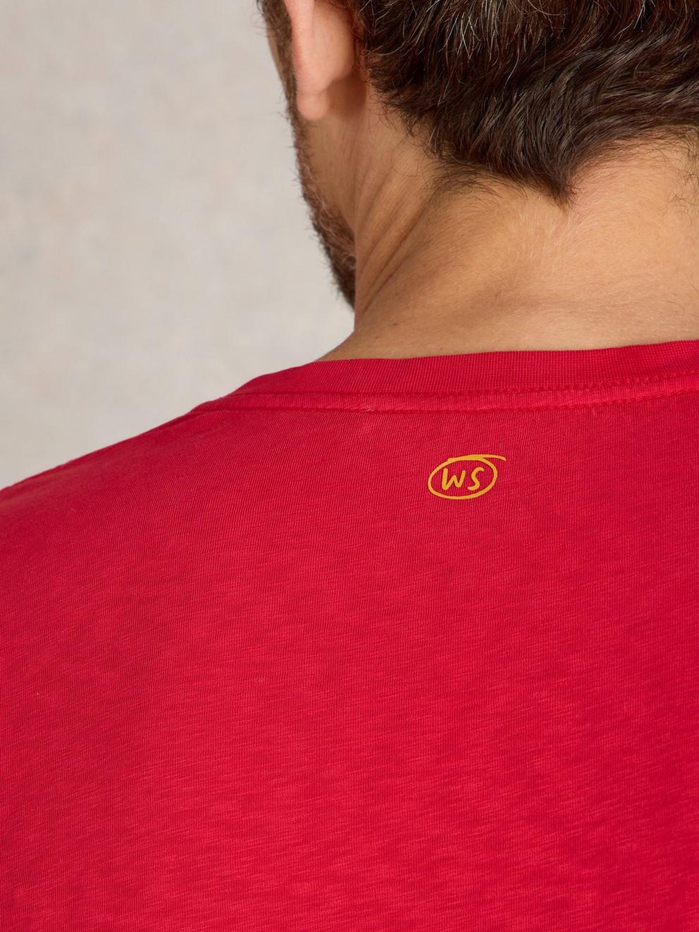 Abersoch Short Sleeve Tee in BRT RED - MODEL DETAIL