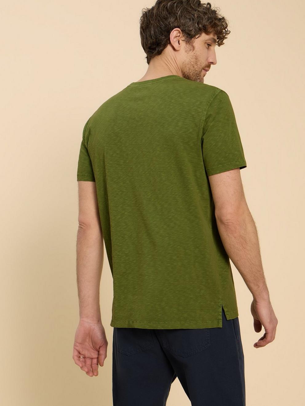 Abersoch Short Sleeve Tee in DEEP GRN - MODEL BACK