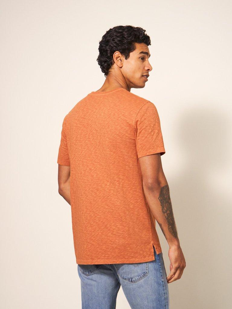 Abersoch Short Sleeve Tee in DK ORANGE - MODEL BACK