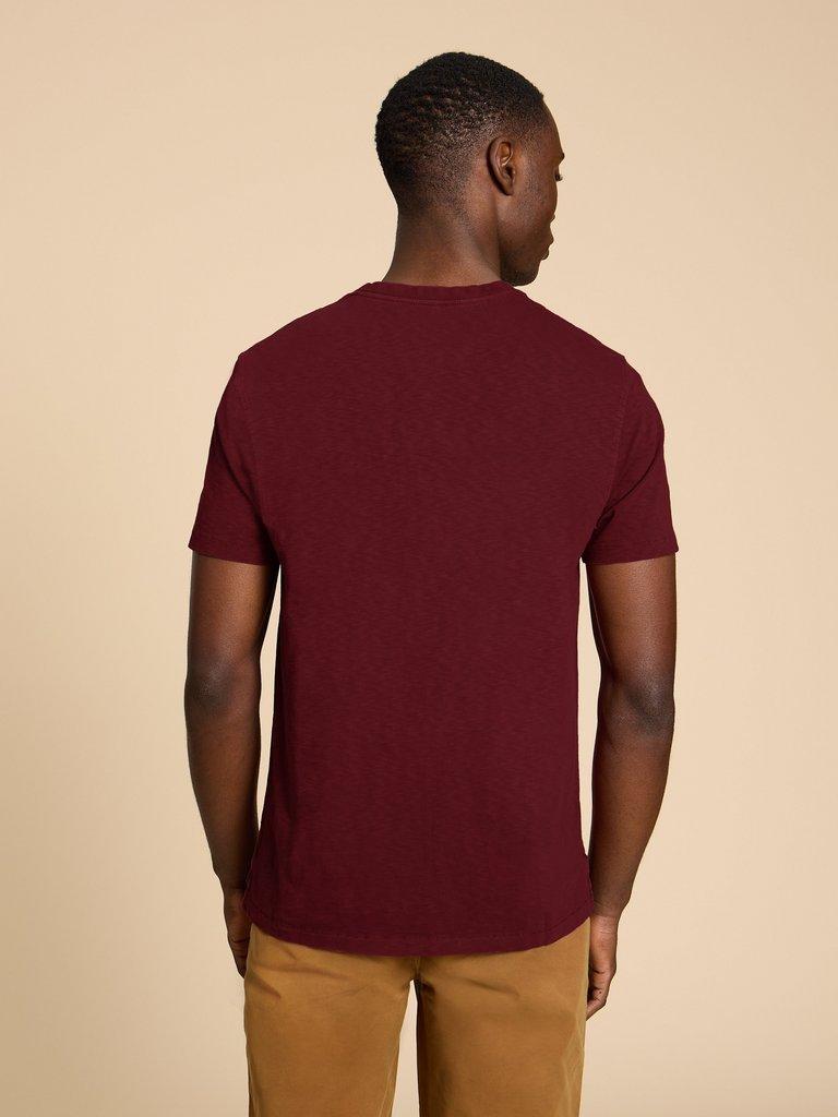 Abersoch Short Sleeve Tee in DK PLUM - MODEL BACK