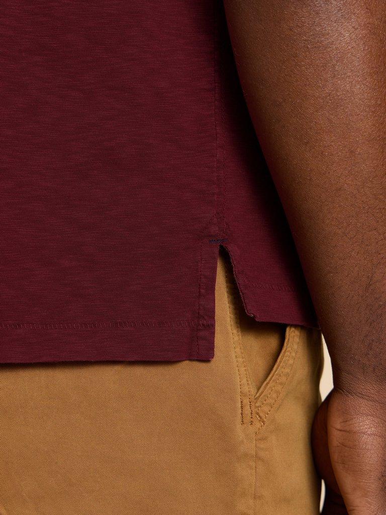 Abersoch Short Sleeve Tee in DK PLUM - MODEL DETAIL