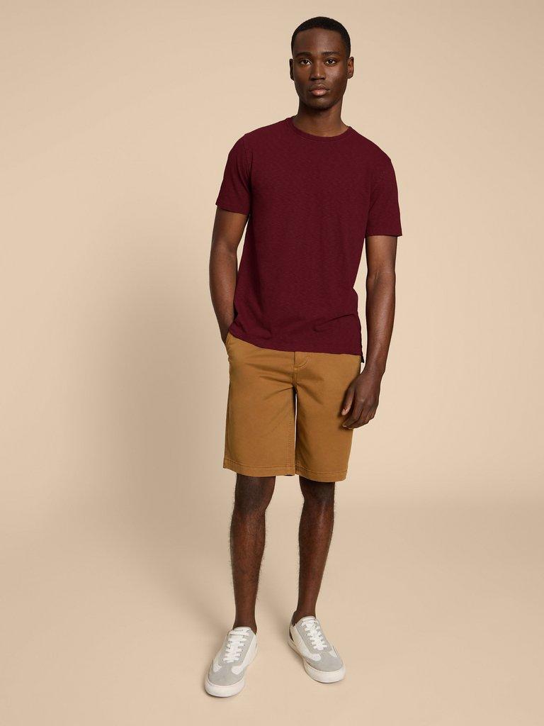 Abersoch Short Sleeve Tee in DK PLUM - MODEL FRONT