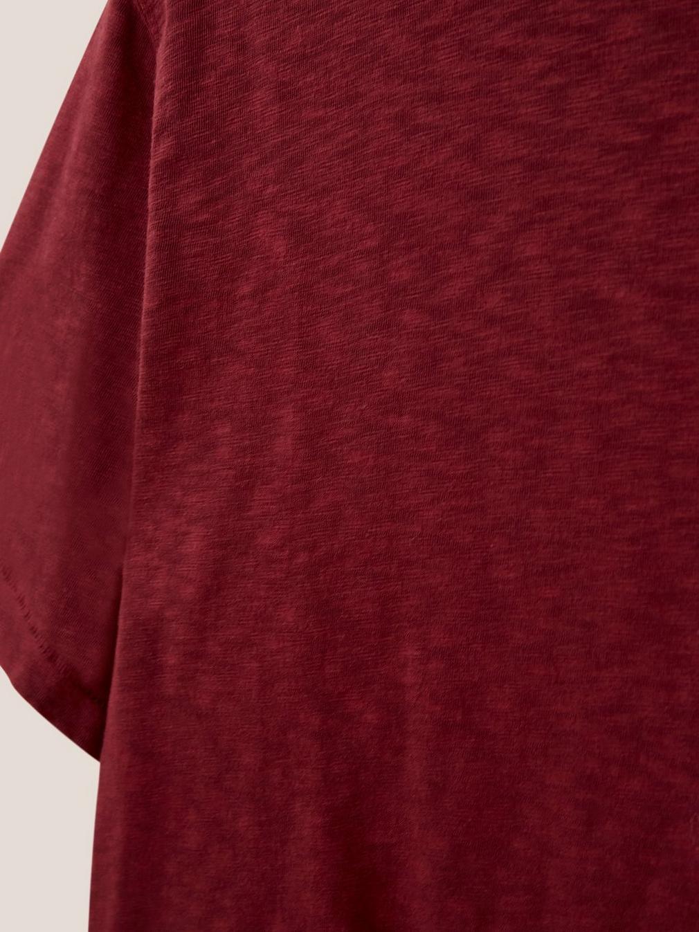 Abersoch Short Sleeve Tee in DK RED - FLAT DETAIL