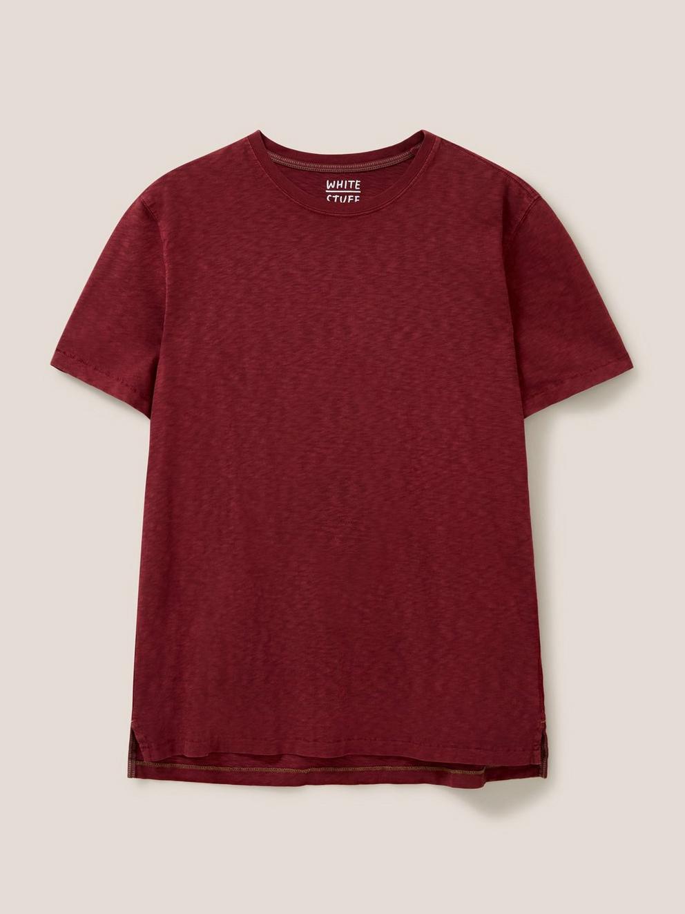 Abersoch Short Sleeve Tee in DK RED - FLAT FRONT