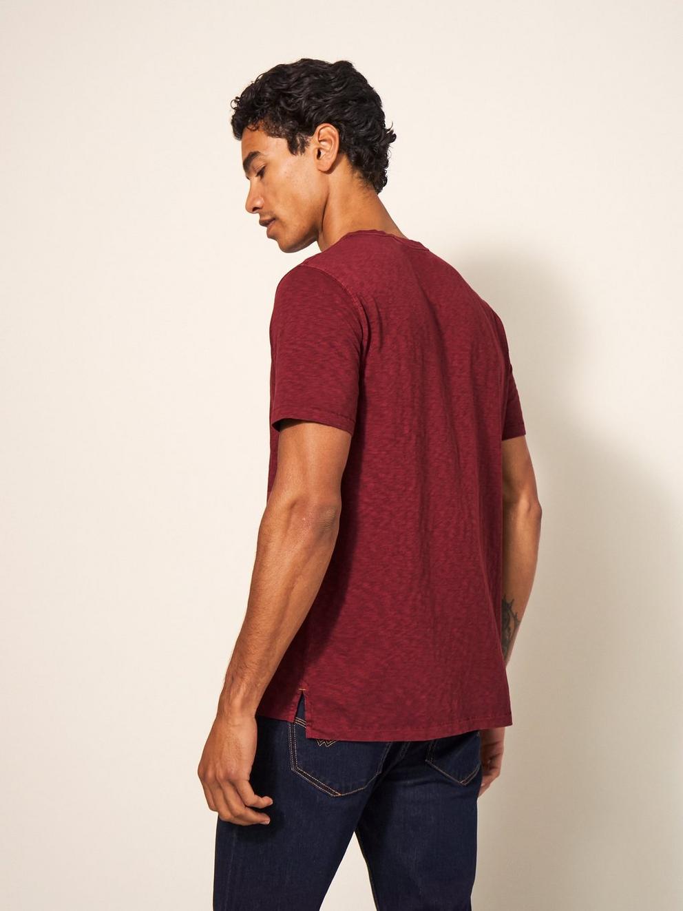 Abersoch Short Sleeve Tee in DK RED - MODEL BACK