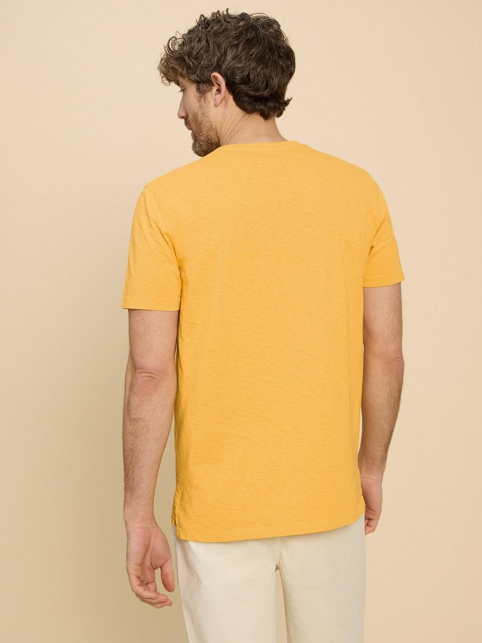 Abersoch Short Sleeve Tee in DK YELLOW - MODEL BACK