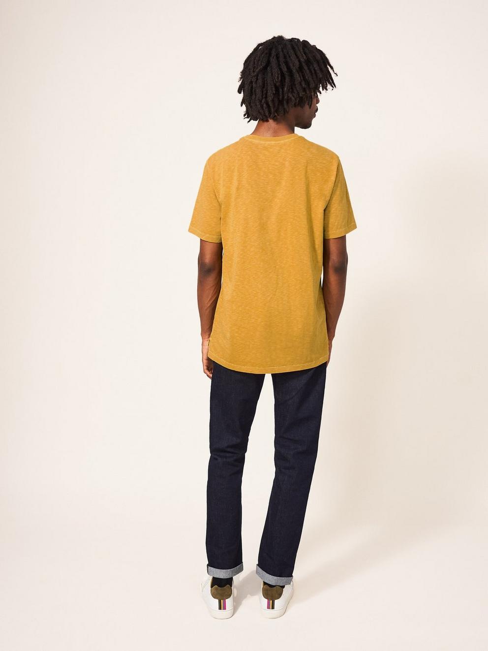 Abersoch Short Sleeve Tee in DP YELLOW - MODEL BACK