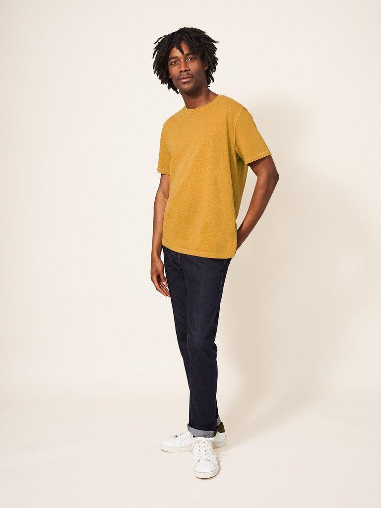 Abersoch Short Sleeve Tee in DP YELLOW - MODEL FRONT