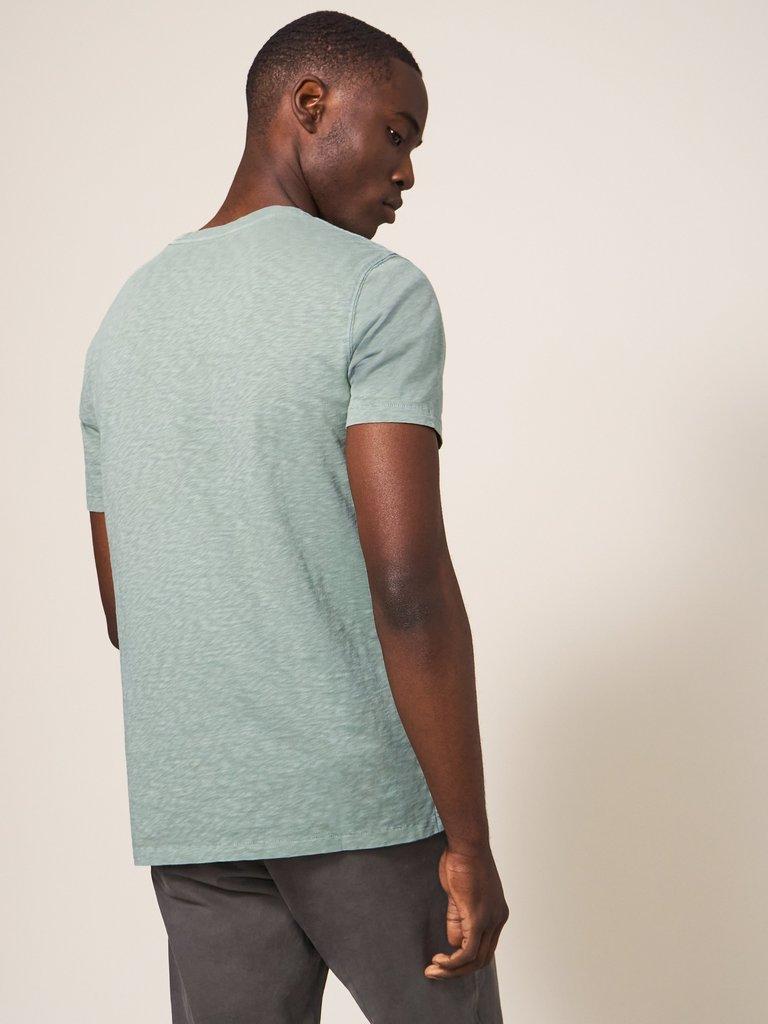 Abersoch Short Sleeve Tee in DUS GREEN - MODEL BACK