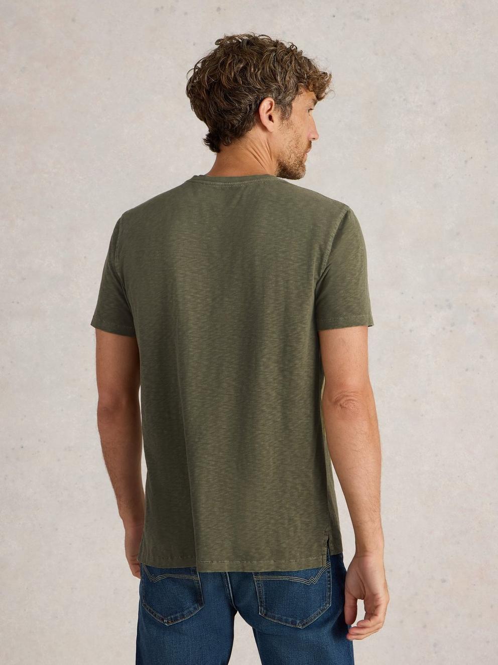 Abersoch Short Sleeve Tee in KHAKI GRN - MODEL BACK