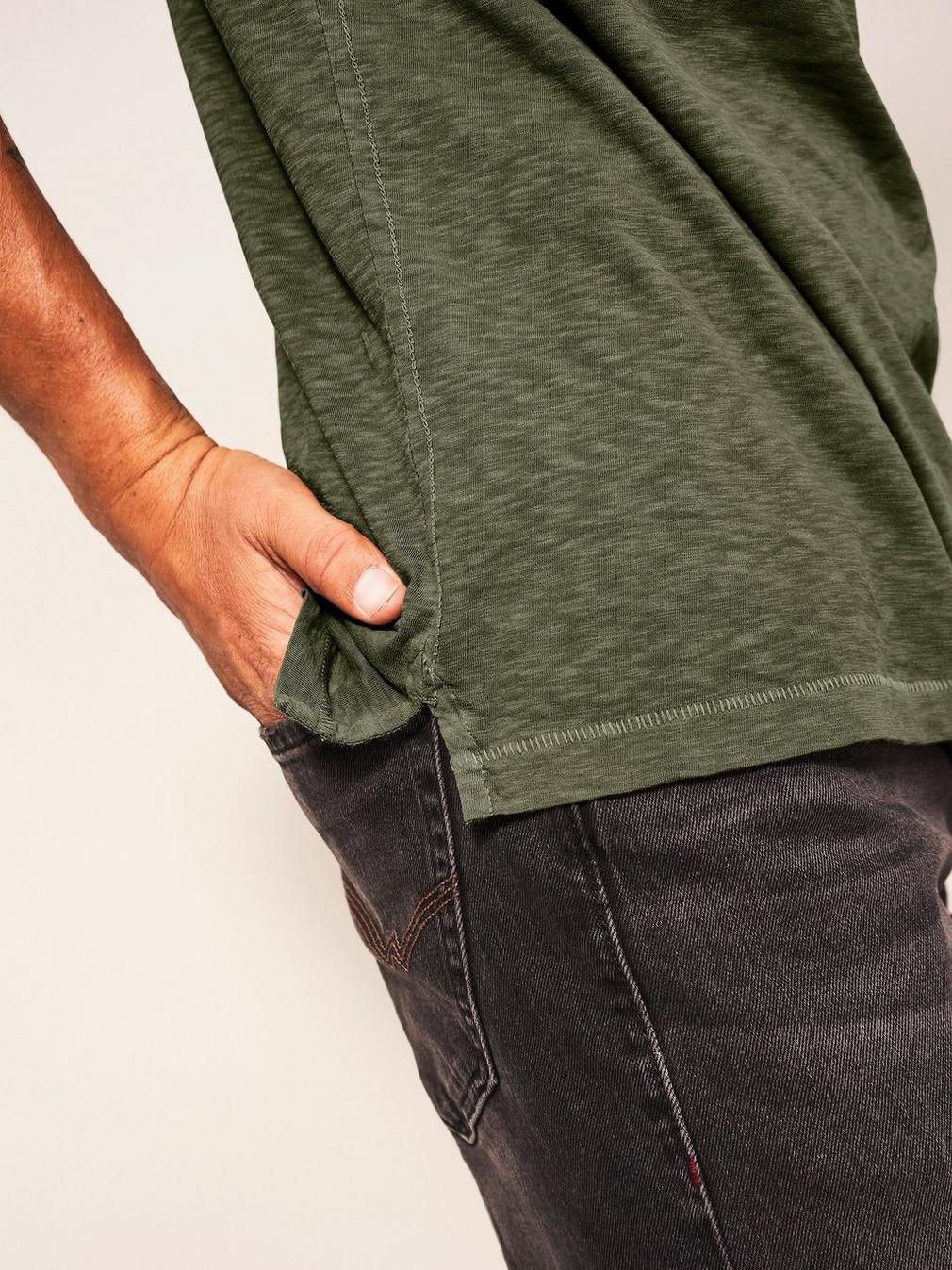 Abersoch Short Sleeve Tee in KHAKI GRN - MODEL DETAIL