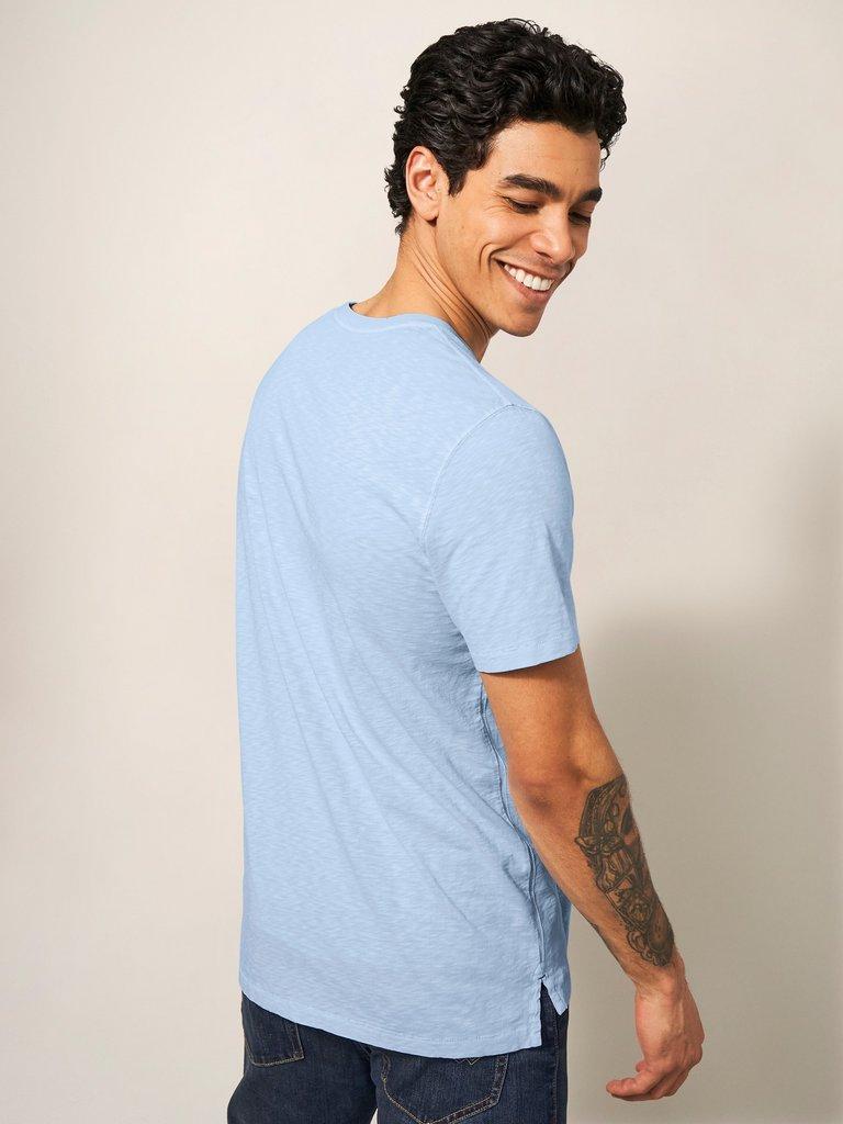 Abersoch Short Sleeve Tee in LGT BLUE - MODEL BACK