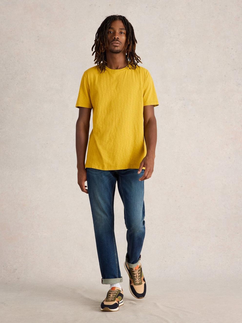 Abersoch Short Sleeve Tee in LGT YELLOW - MODEL FRONT