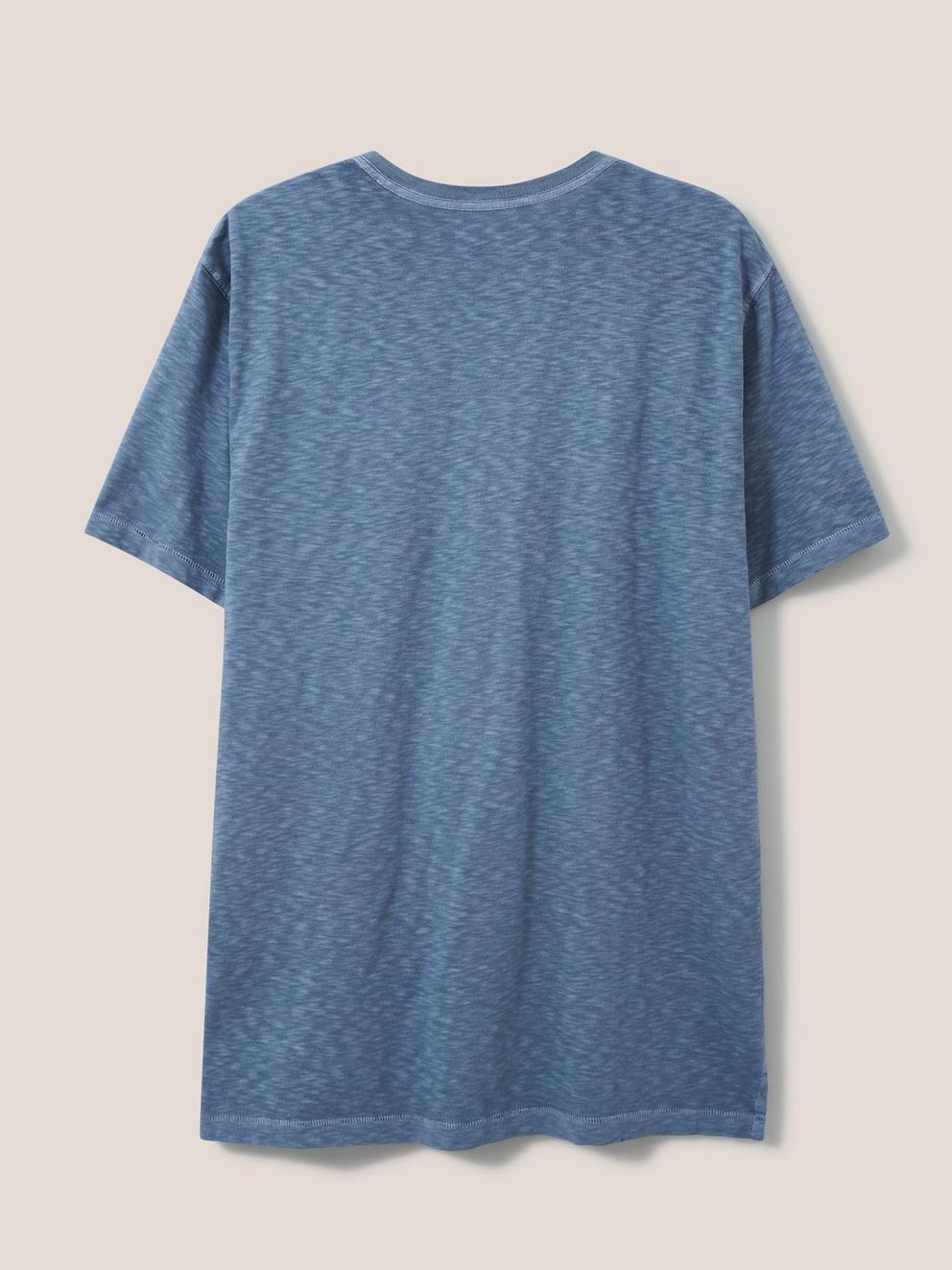 Abersoch Short Sleeve Tee in MID BLUE - FLAT BACK