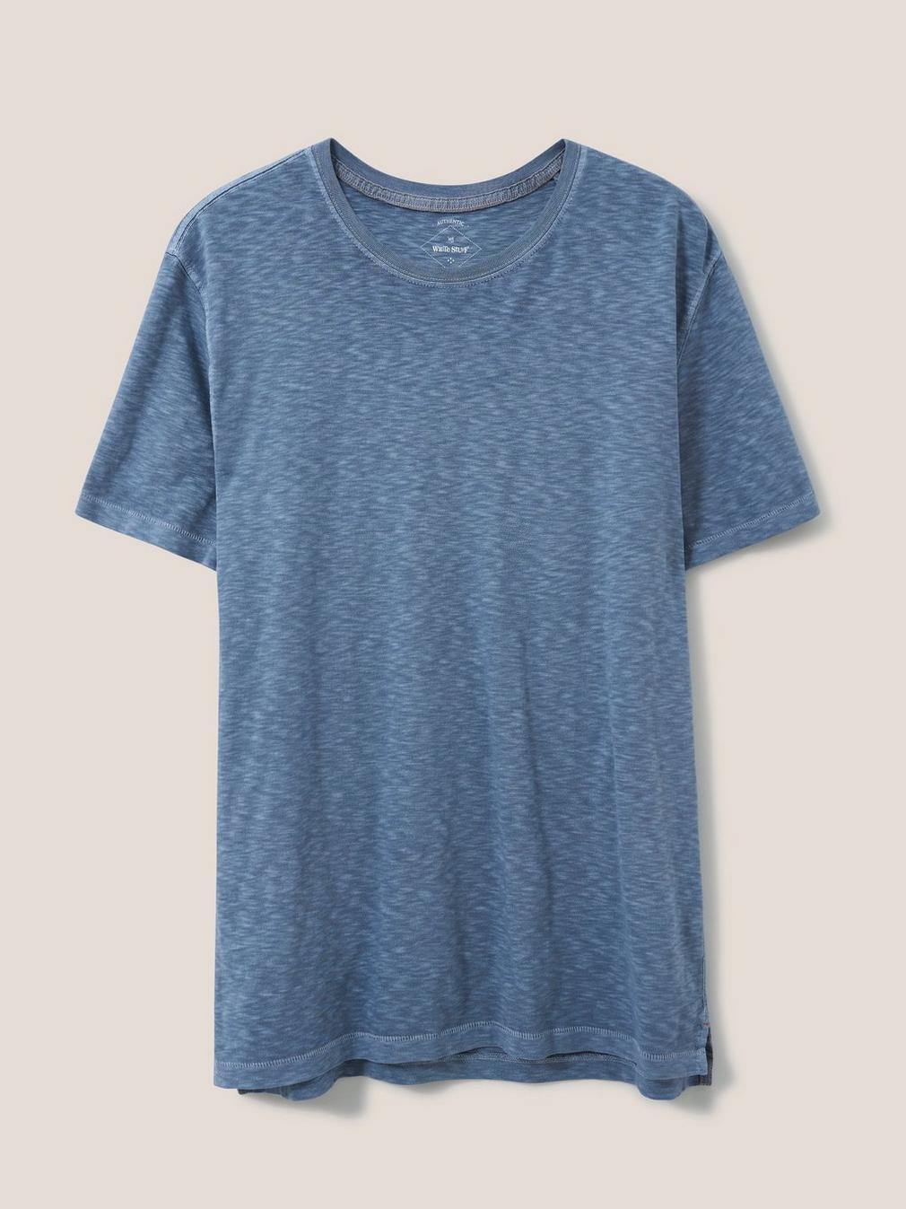 Abersoch Short Sleeve Tee in MID BLUE - FLAT FRONT